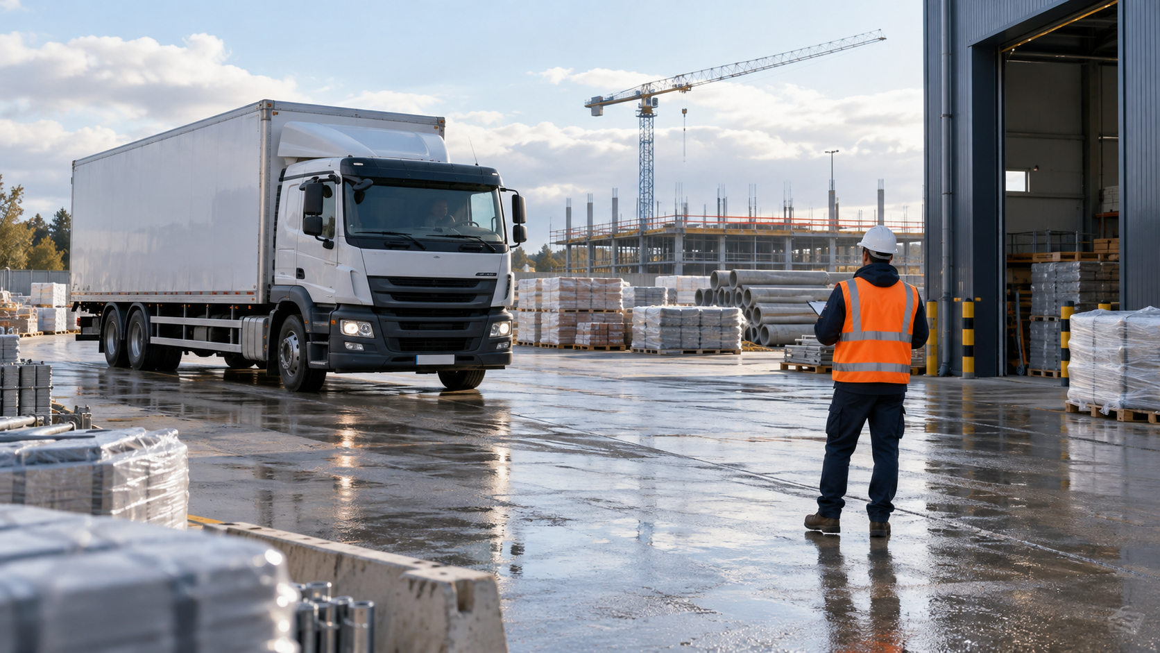 Transportcoördinatie op een Europese bouwplaats